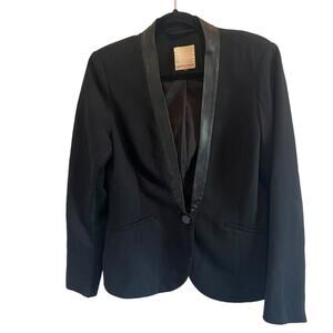 Rebbeca Taylor Black Blazer Leather Lapel Size S